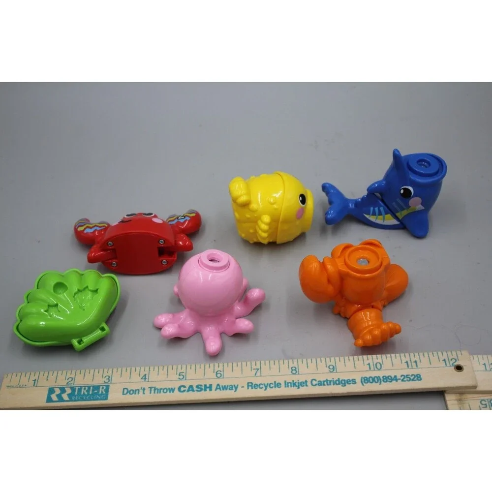 QTY:6 VTech Jiggle & Giggle Fishing Set Replacement Pieces Crab Octopus Shark